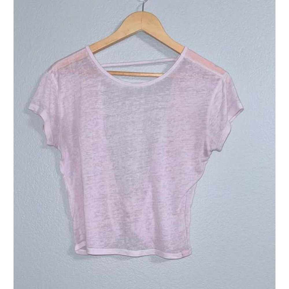 Y2K Gilly Hicks Pink Burnout Open Back Twist Tee Athleisure Balletcore Coquette - Picture 1 of 8